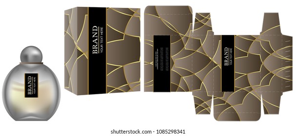 Packaging design, Label on cosmetic container with luxury box template and mockup box, illustration vector.	