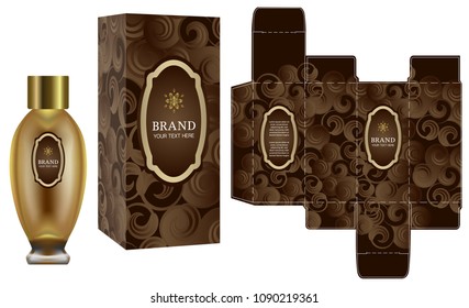 Packaging design, Label on cosmetic container with luxury box template and mockup box, illustration vector.	