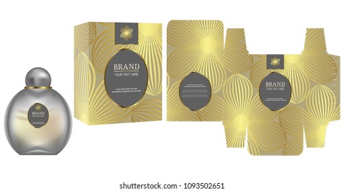 Packaging design, Label on cosmetic container with luxury box template and mockup box, illustration vector.	