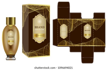 Packaging design, Label on cosmetic container with luxury box template and mockup box, illustration vector.