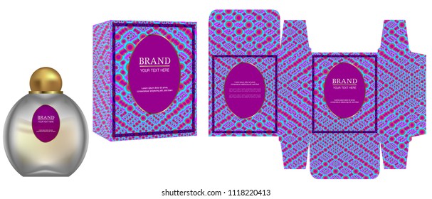 Packaging design, Label on cosmetic container with colourful luxury box template and mockup box, illustration vector.