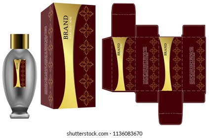 Packaging design, Label on cosmetic container with gold luxury box template and mockup box. illustration vector.
