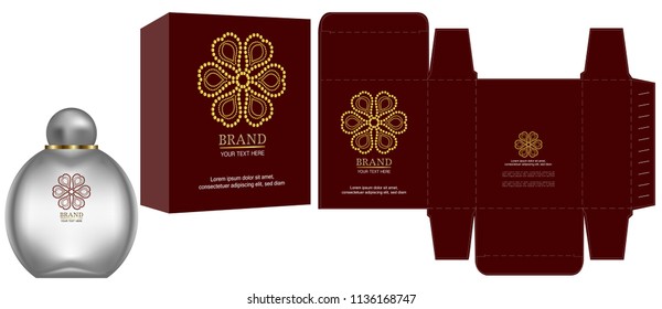 Packaging design, Label on cosmetic container with luxury box template and mockup box. illustration vector.