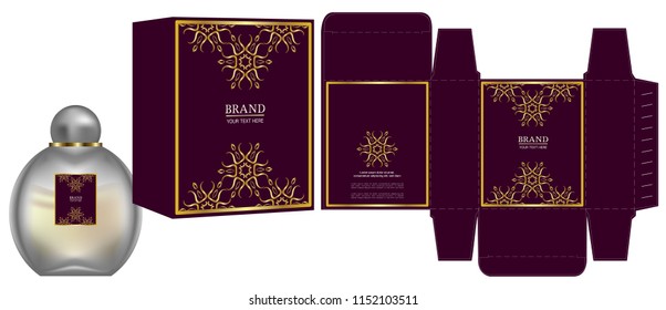 Packaging design, Label on cosmetic container with luxury box template and mockup box. vector illustration.