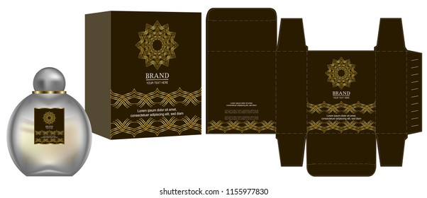 Packaging design, Label on cosmetic container with luxury box template and mockup box. vector illustration.