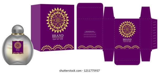 Packaging design, Label on cosmetic container with luxury box template and mockup box. vector illustration.	