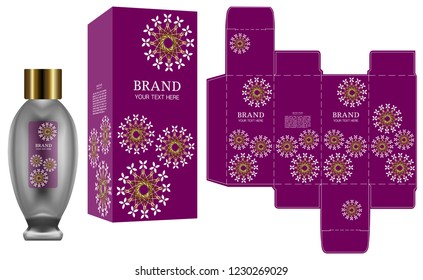 Packaging design, Label on cosmetic container with luxury box template and mockup box. illustration vector.	