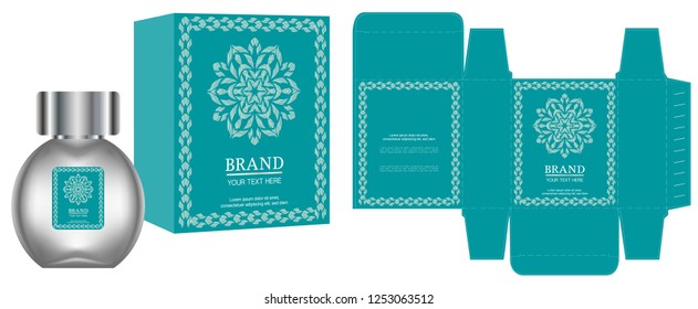 Packaging design, Label on cosmetic container with luxury box template and mockup box. illustration vector.