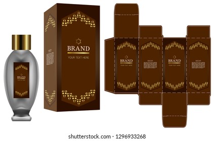 Packaging design, Label on cosmetic container with luxury box template and mockup box. illustration vector.