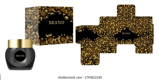 Diseño de embalaje, Etiqueta en contenedor cosmético con plantilla de caja de lujo y caja de maquillaje, vector de ilustración.	