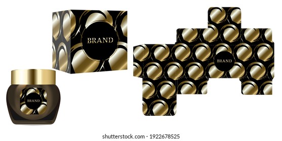 Packaging design, Label on the cosmetic container with luxury box template and mockup box, illustration vector.	
