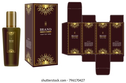 Packaging design, Label on cosmetic container with luxury box template and mockup box. illustration vector.	
