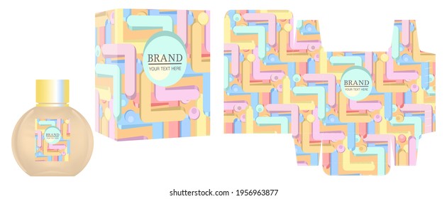 Packaging design, Label on perfume or cosmetic container with luxury box template and mockup box, illustration vector.	

