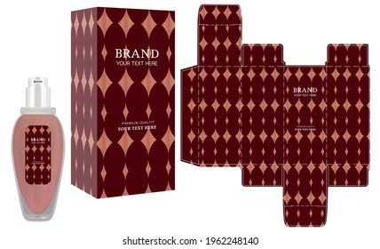 Packaging design, Label on perfume or cosmetic container with luxury box template and mockup box, illustration vector.	