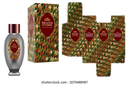 Diseño de embalajes, Etiqueta de perfume o contenedor cosmético con plantilla de caja de lujo y caja de maquillaje, vector de ilustración.