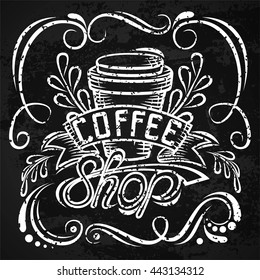 ?offee packaging design. Lettering hand drawing, fashion illustration of the theme of coffee. Locked coffee mug, store design. Isolated vector illustration2