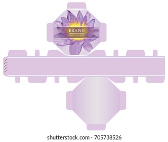 Packaging design, lotus flower, luxury 8-sided box design template. Illustration vector