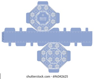 Packaging design, luxury 8-sided box design template. Illustration vector
