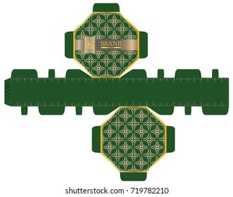 Packaging design, luxury 8-sided box design template. Illustration vector