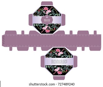 Packaging design, luxury 8-sided box design template. Illustration vector