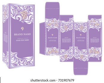 Packaging design, luxury box template and mock-up box. Vector illustration.