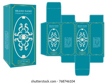 Packaging design, luxury box design template and mockup box. Illustration vector.