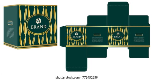 Packaging design, luxury box design template and mockup box. Illustration vector.