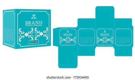 Packaging design, luxury box design template and mockup box. Illustration vector.	