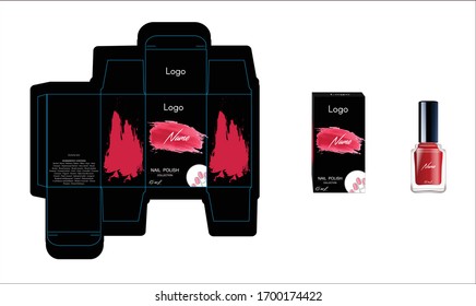 Packaging design, luxury nail polish template and mock up box for your product. Illustration vector.