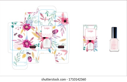 Packaging design, luxury nail polish template and mock up box for your product. Illustration vector.