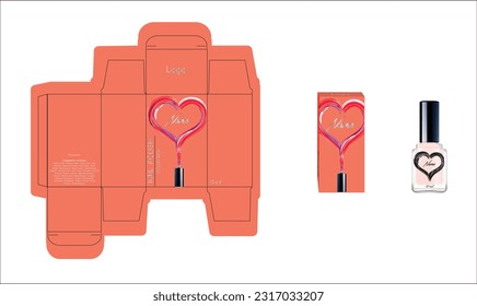 Diseño de empaque, plantilla de lujoso esmalte de uñas y caja de simulación para su producto. Vector de ilustración.