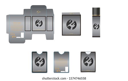 Packaging design, luxury perfume box,  pocket perfume and deo design template and mock up box. Illustration vector.