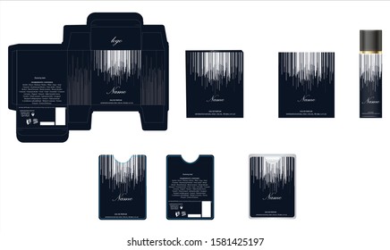 Packaging design, luxury perfume box,  pocket perfume and deo design template and mock up box. Illustration vector.