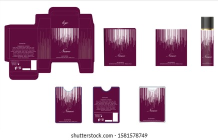 Packaging design, luxury perfume box,  pocket perfume and deo design template and mock up box. Illustration vector.