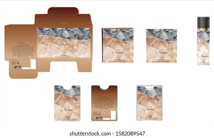 Packaging design, luxury perfume box,  pocket perfume and deo design template and mock up box. Illustration vector.