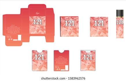 Packaging design, luxury perfume box,  pocket perfume and deo design template and mock up box. Illustration vector.