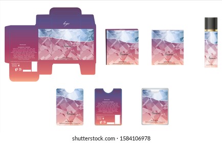 Packaging design, luxury perfume box,  pocket perfume and deo design template and mock up box. Illustration vector.