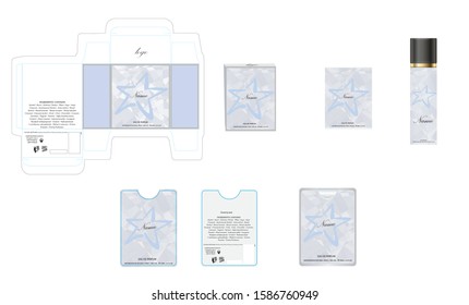 Packaging design, luxury perfume box,  pocket perfume and deo design template and mock up box. Illustration vector.
