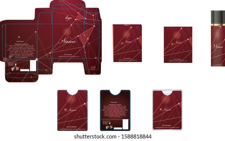 Packaging design, luxury perfume box,  pocket perfume and deo design template and mock up box. Illustration vector.
