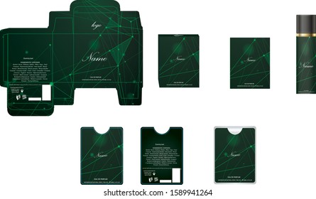 Packaging design, luxury perfume box,  pocket perfume and deo design template and mock up box. Illustration vector.