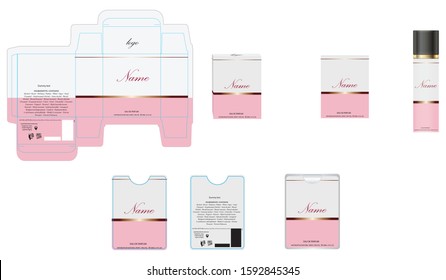 Packaging design, luxury perfume box,  pocket perfume and deo design template and mock up box. Illustration vector.