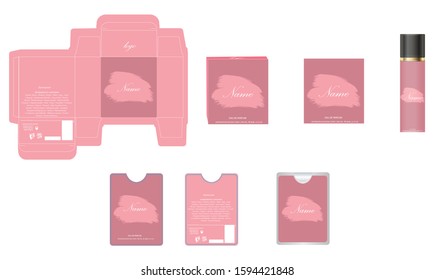 Packaging design, luxury perfume box,  pocket perfume and deo design template and mock up box. Illustration vector.