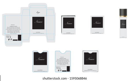 Packaging design, luxury perfume box,  pocket perfume and deo design template and mock up box. Illustration vector.