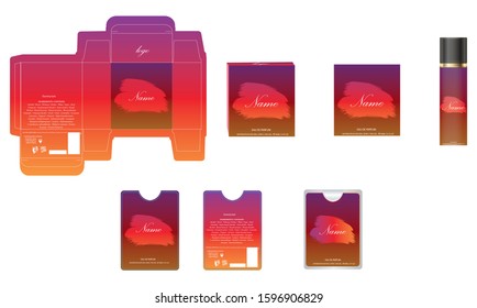 Packaging design, luxury perfume box,  pocket perfume and deo design template and mock up box. Illustration vector.