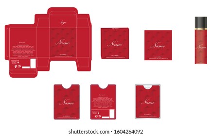Packaging design, luxury perfume box,  pocket perfume and deo design template and mock up box. Illustration vector.