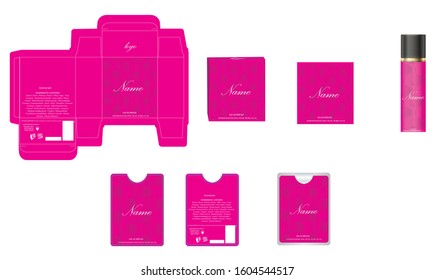 Packaging design, luxury perfume box,  pocket perfume and deo design template and mock up box. Illustration vector.