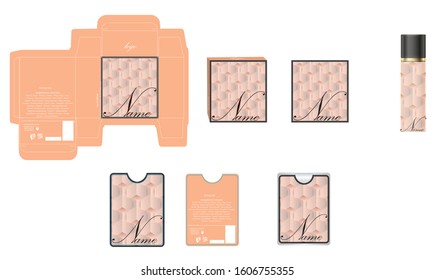 Packaging design, luxury perfume box,  pocket perfume and deo design template and mock up box. Illustration vector.