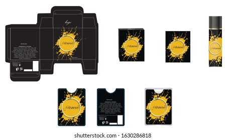 Packaging design, luxury perfume box,  pocket perfume and deo design template and mock up box. Illustration vector.
