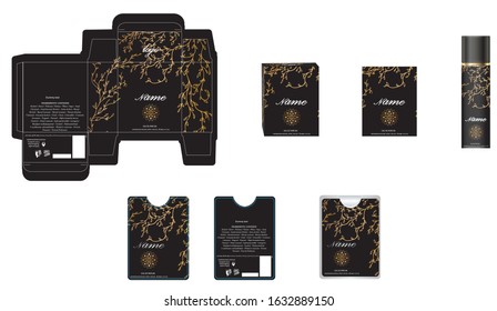 Packaging design, luxury perfume box,  pocket perfume and deo design template and mock up box. Illustration vector.
