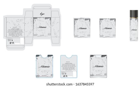 Packaging design, luxury perfume box,  pocket perfume and deo design template and mock up box. Illustration vector.